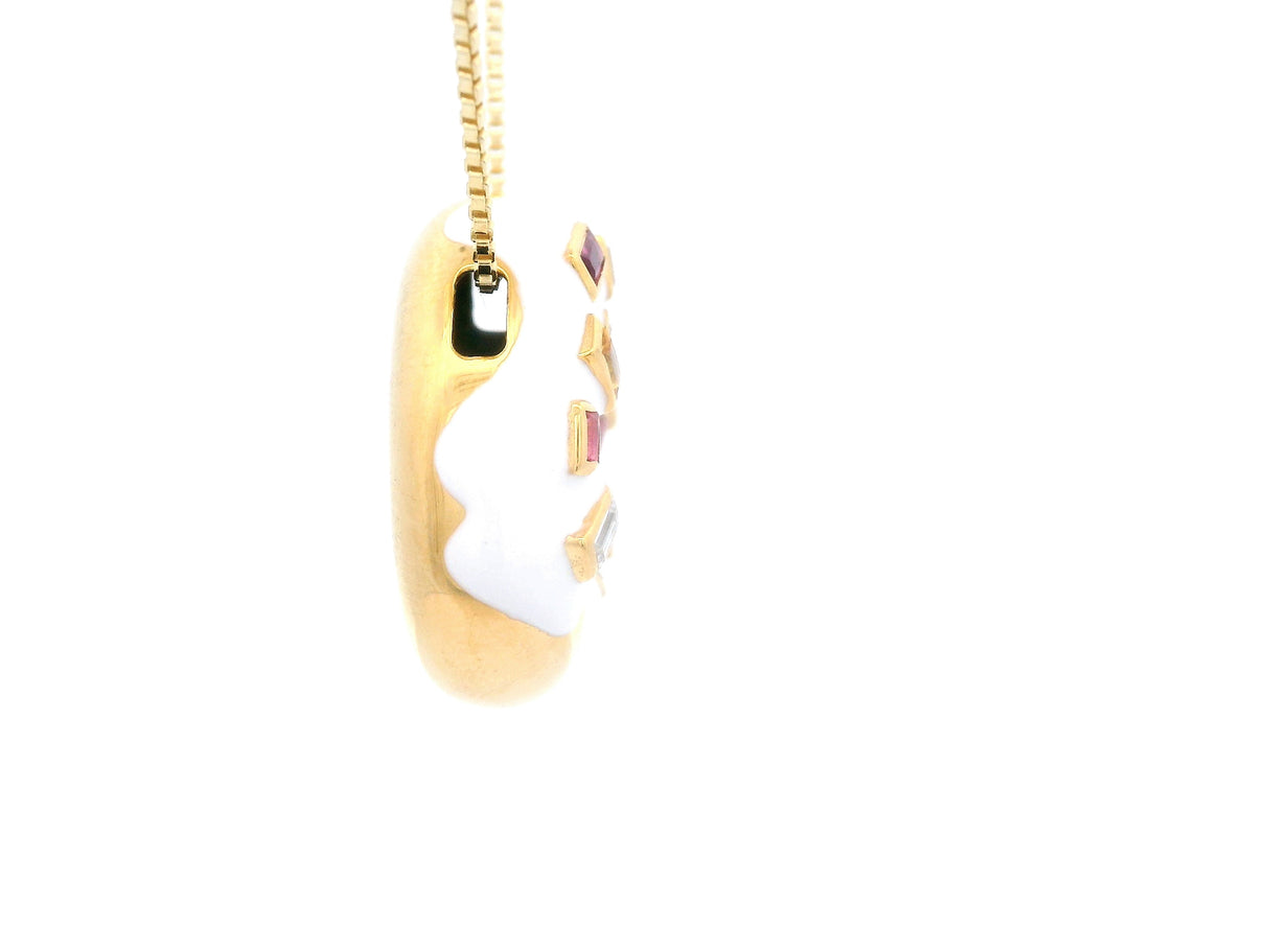 White Frosting Donut Pendant