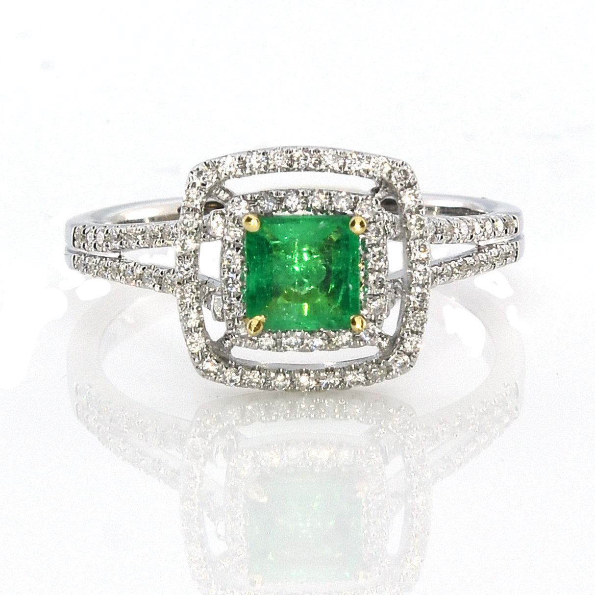 Almor Designs Emerald Halo Ring