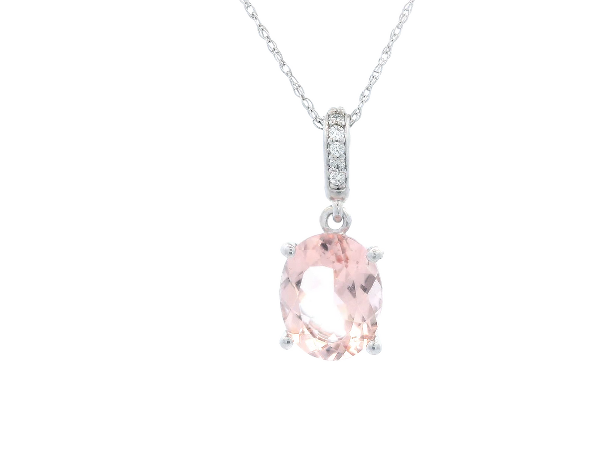 Oval Morganite Diamond Pendant
