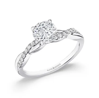 18k White Gold Twisted Diamond Semi-Mount Ring