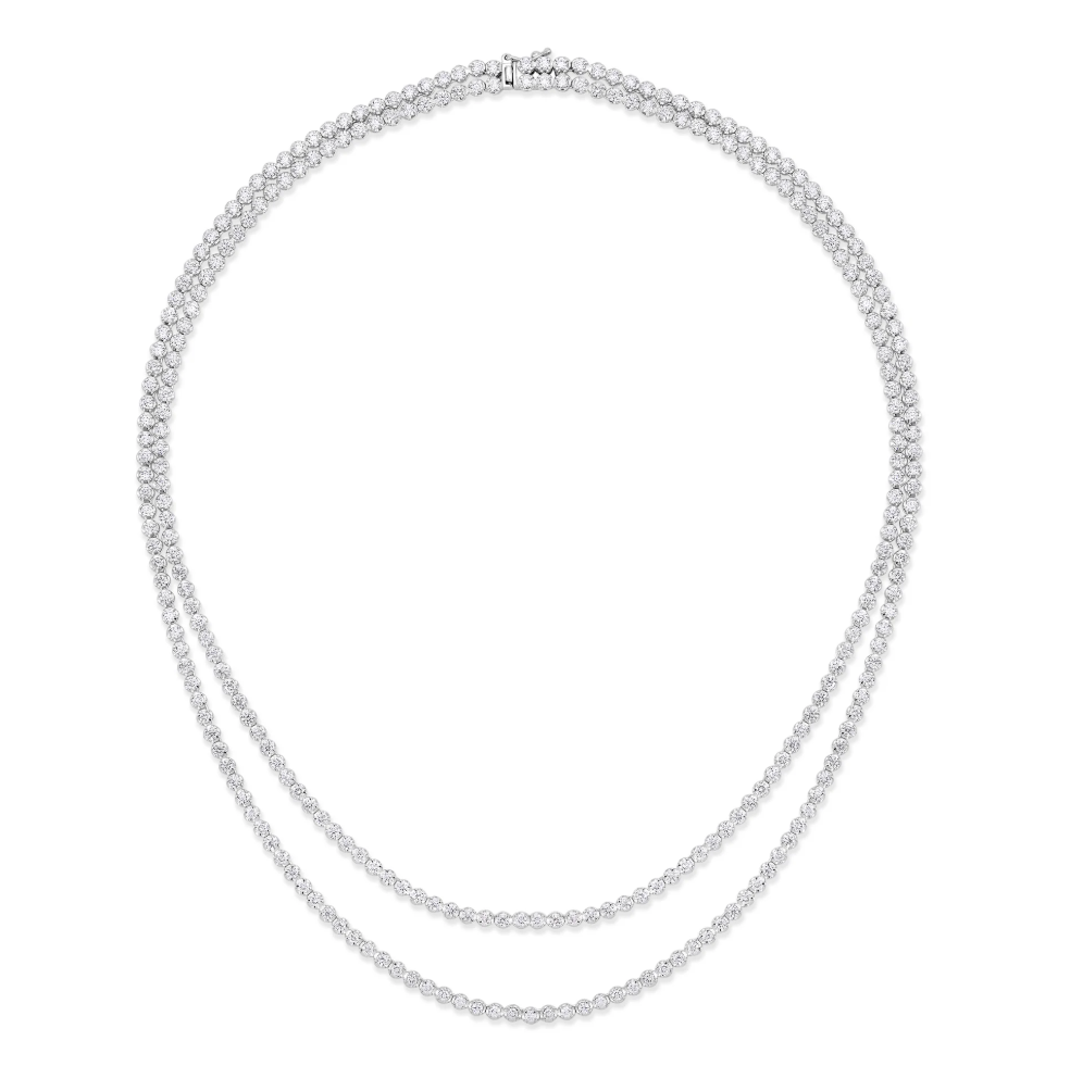 Double Strand Diamond Tennis Necklace