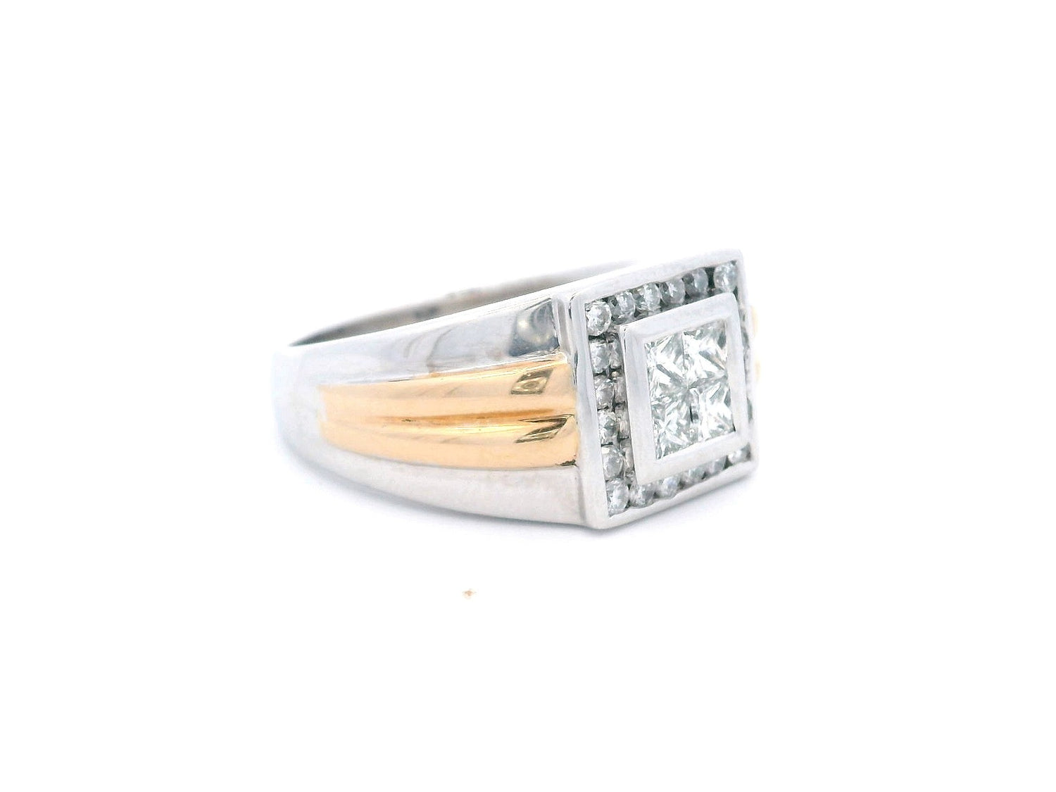 Mens Invisible Set Square Diamond Halo Ring