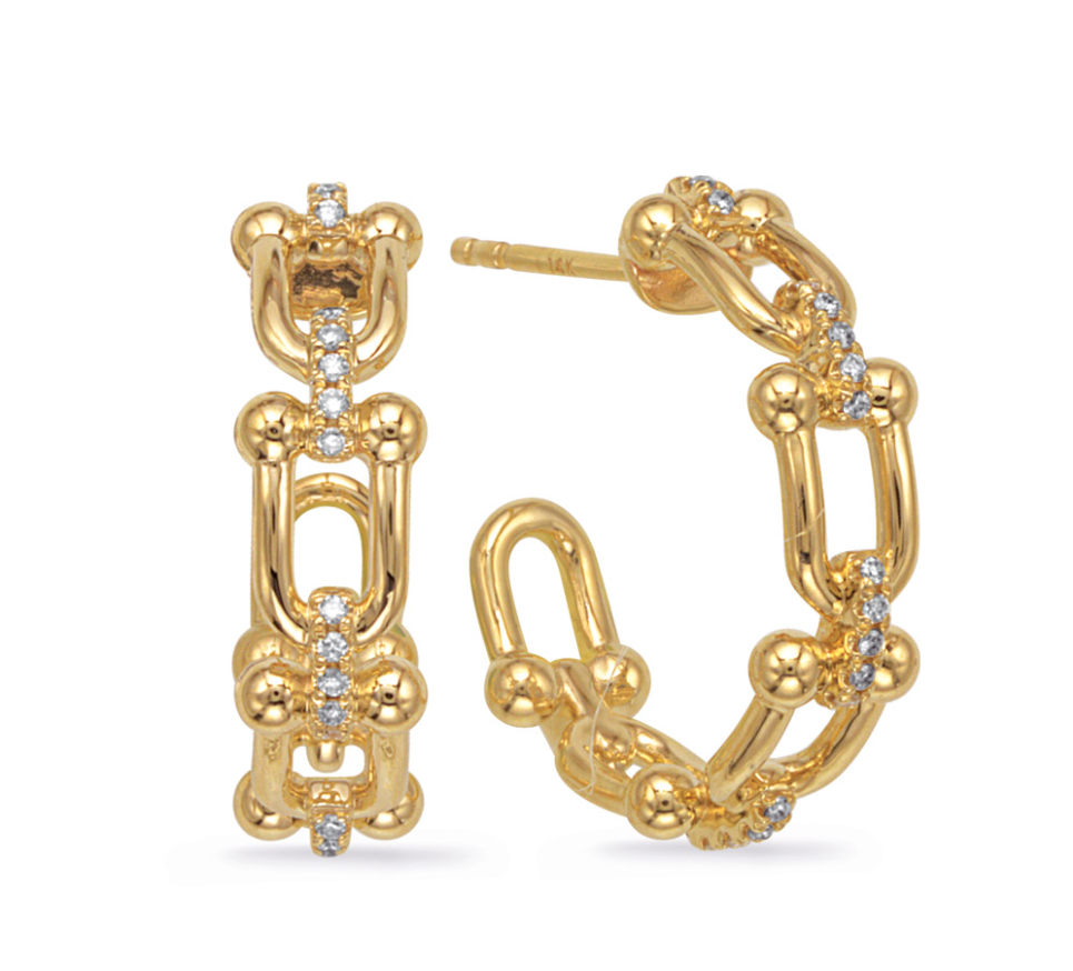 S.Kashi Paperclip Diamond Hoop Earrings