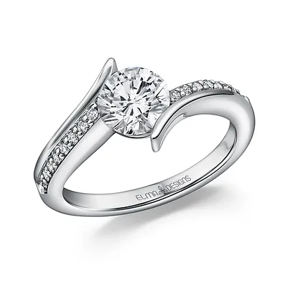 18K White Gold Diamond Bypass Ring