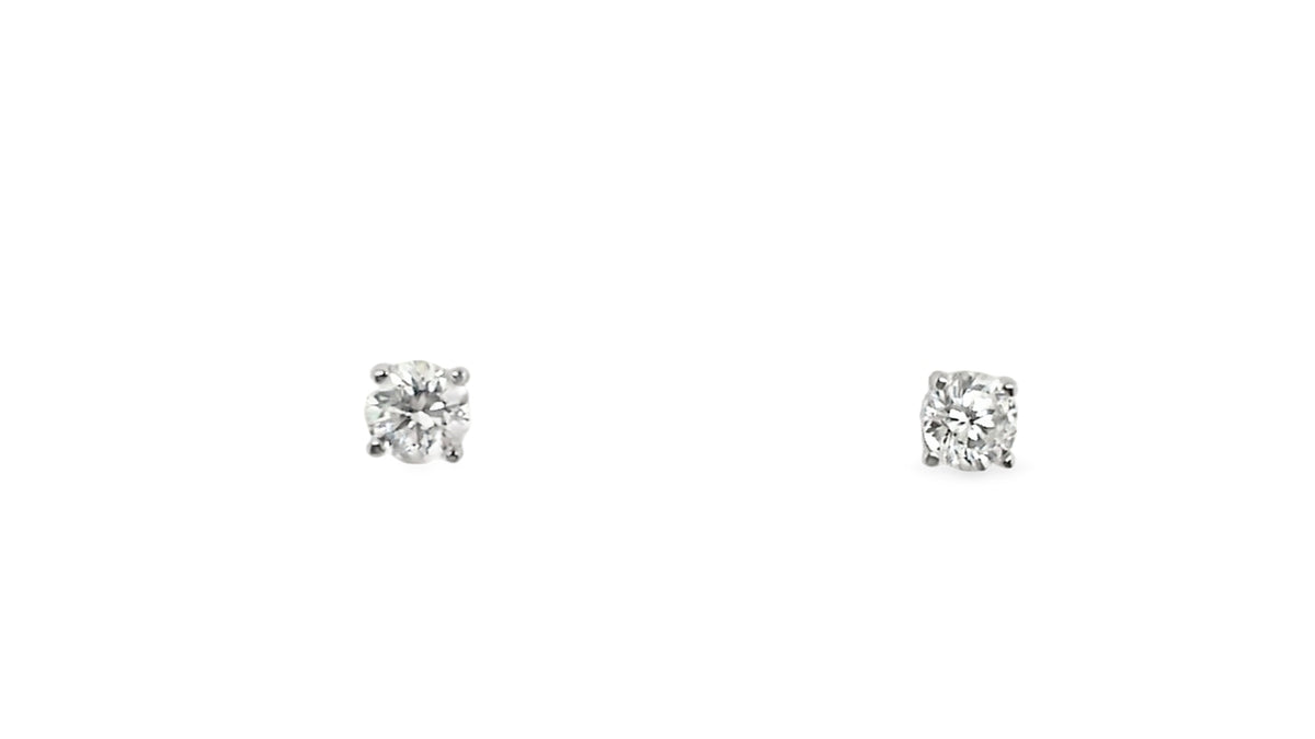 Whitestone Diamond Solitaire Stud Earrings .76Ct
