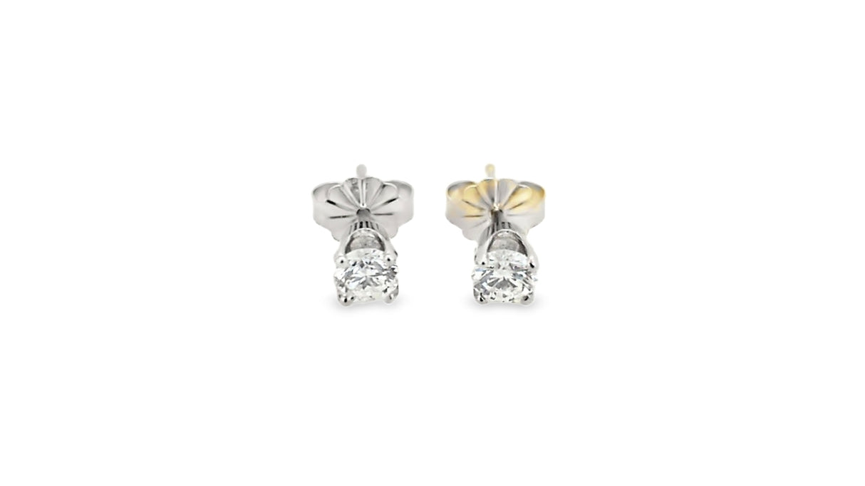 Whitestone Diamond Solitaire Stud Earrings .39Ct