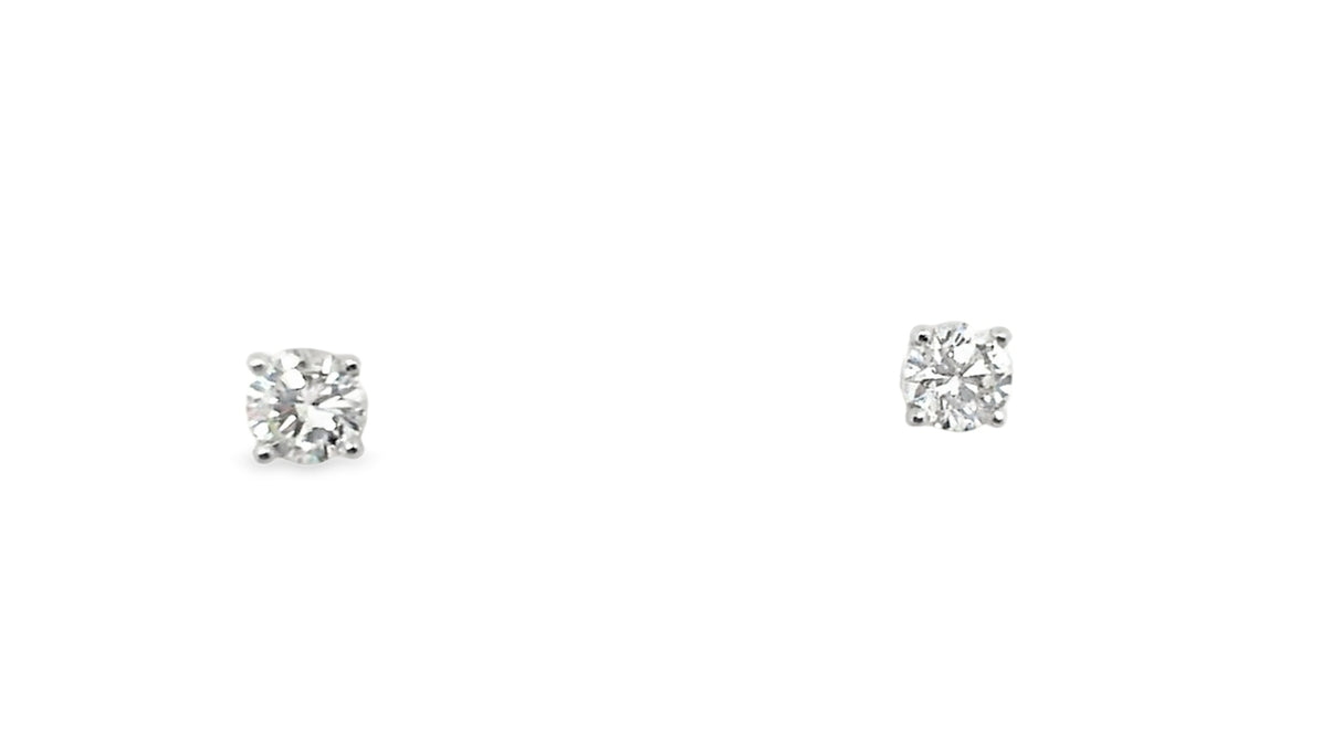 Whitestone Diamond Solitaire Stud Earrings .62Ct