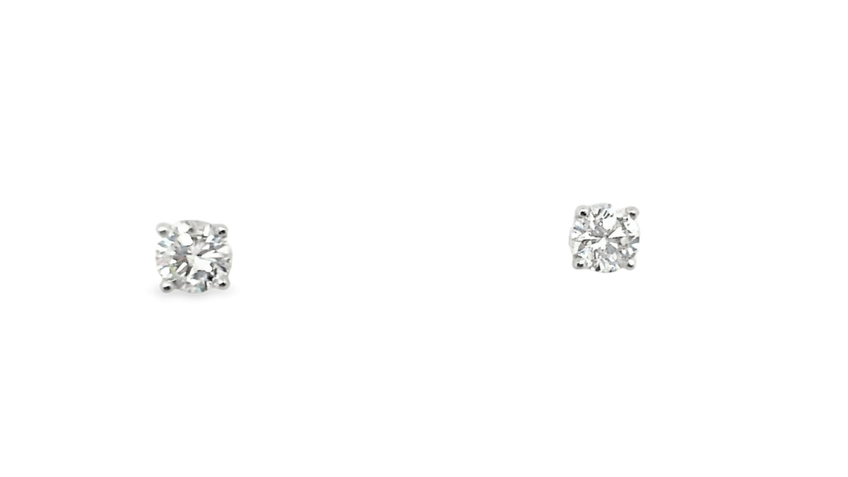 Whitestone Diamond Solitaire Stud Earrings .62Ct