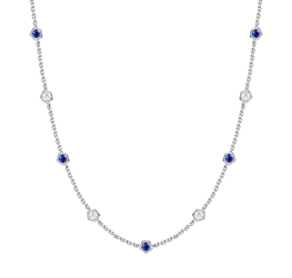 S,Kashi Sapphire and Diamond Station Necklace