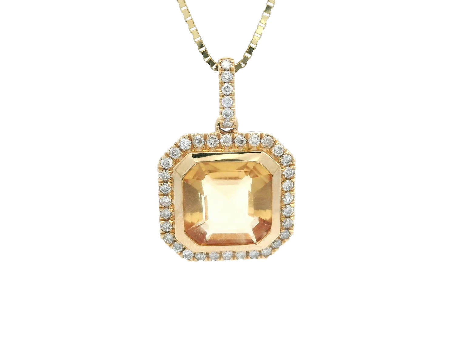Diasun Citrine and Diamond Halo Pendant