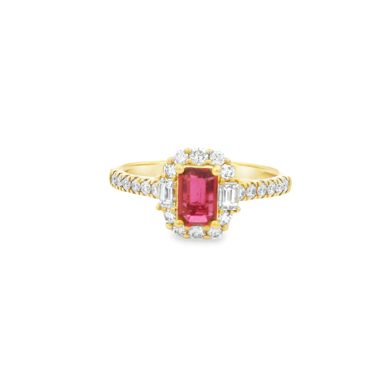 Legend Jewelry Ruby and Diamond Halo Ring