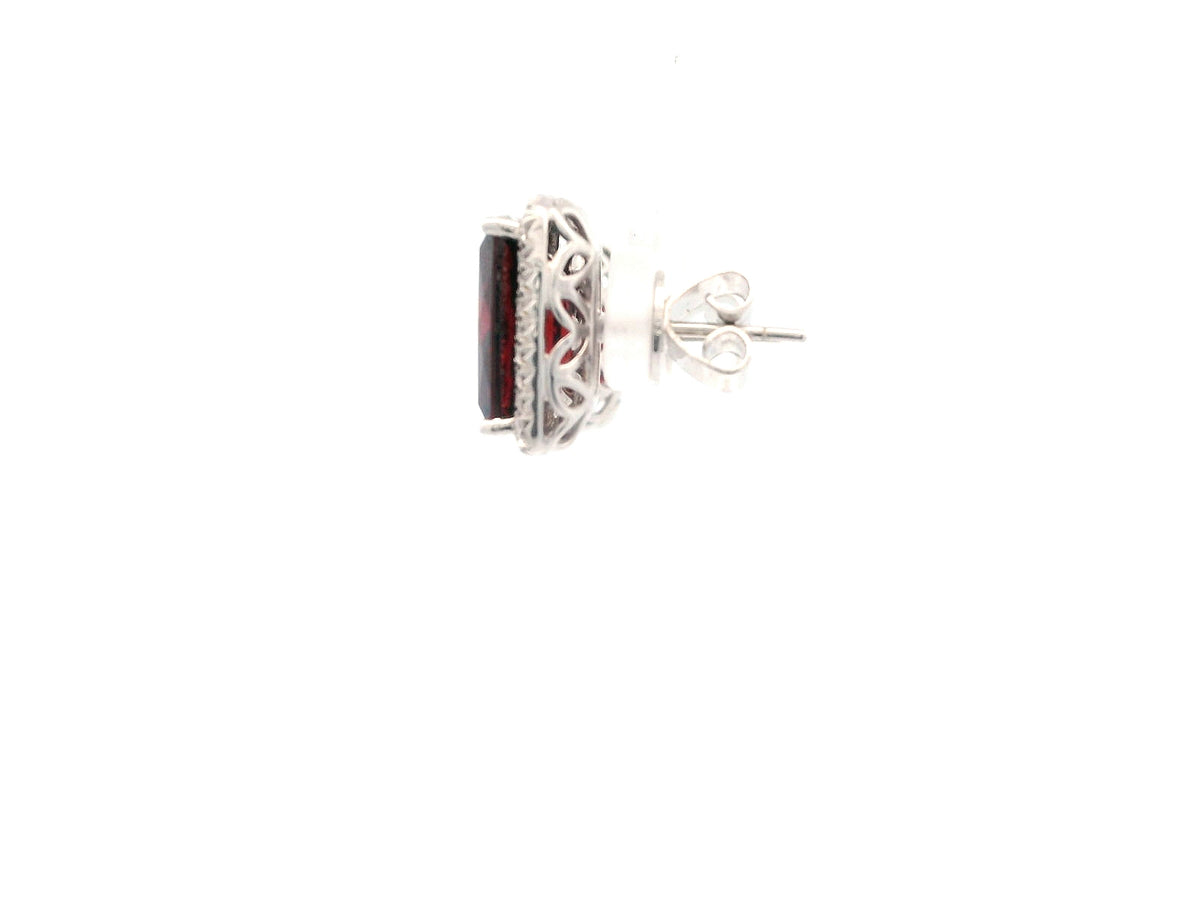 GBC Garnet and Diamond Stud Earrings