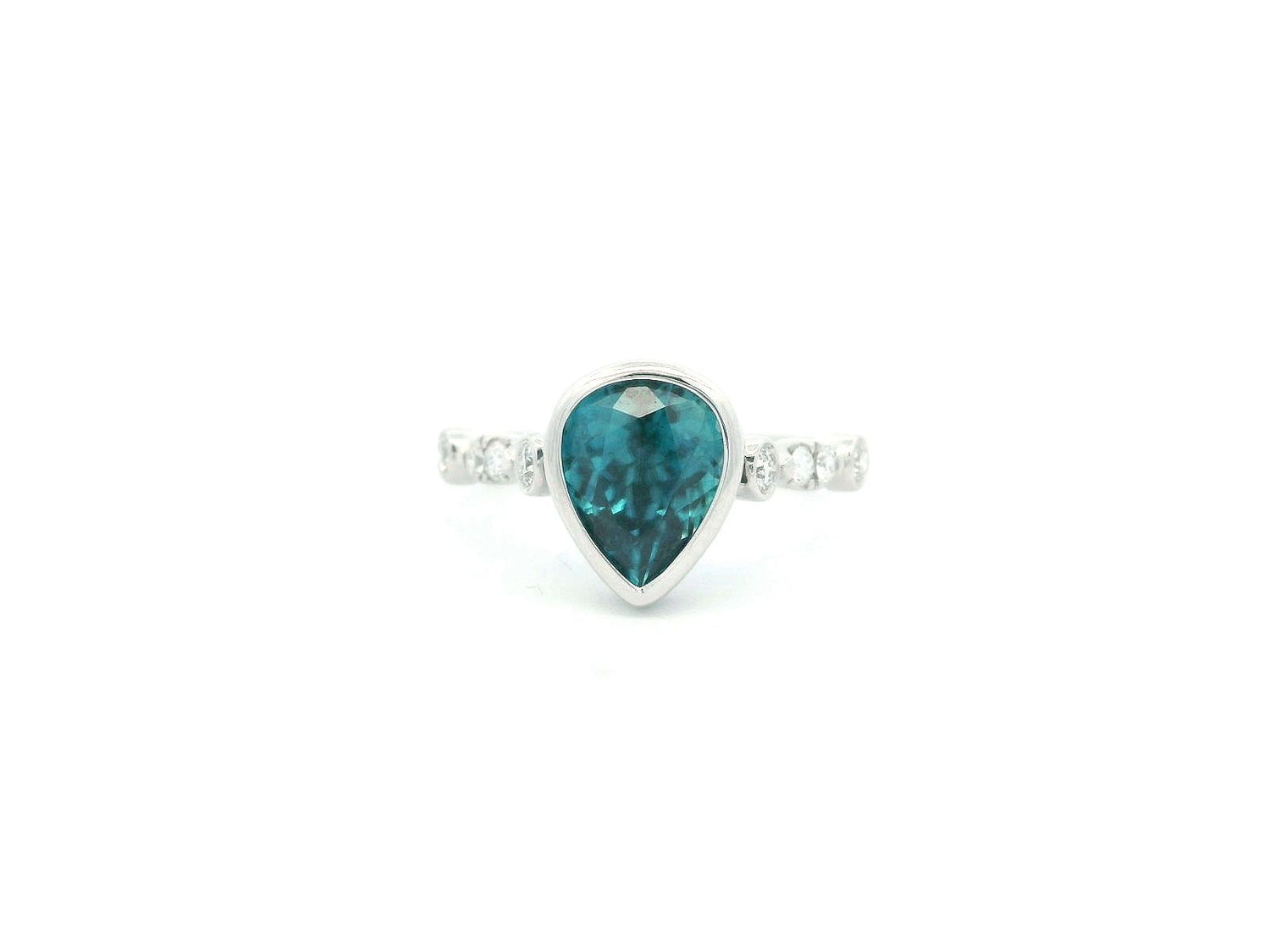 GBC Pear Blue Zircon and Diamond Ring
