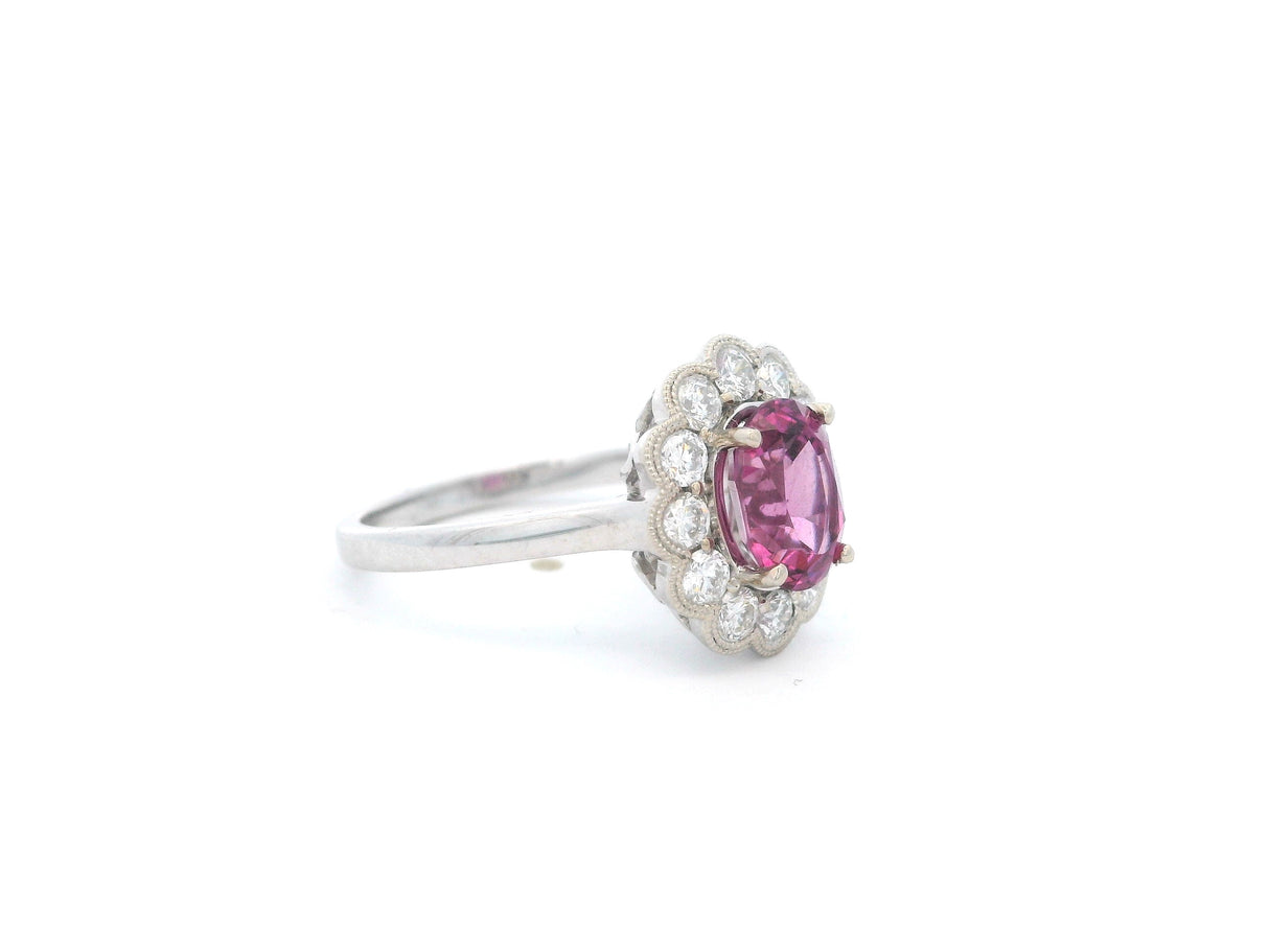 Malaya Garnet Diamond Halo Ring