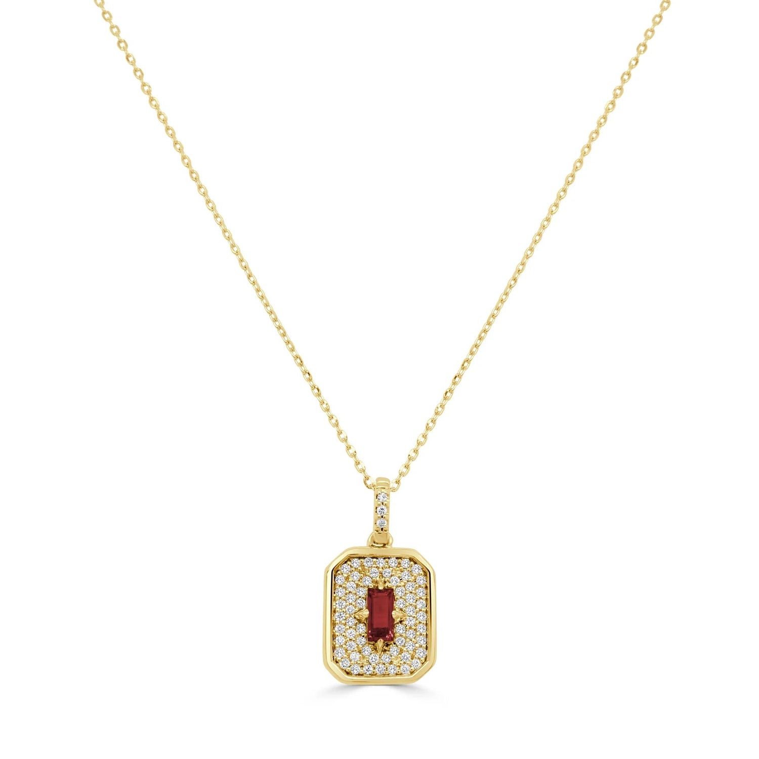 Diamond & Ruby Dog Tag Pendant