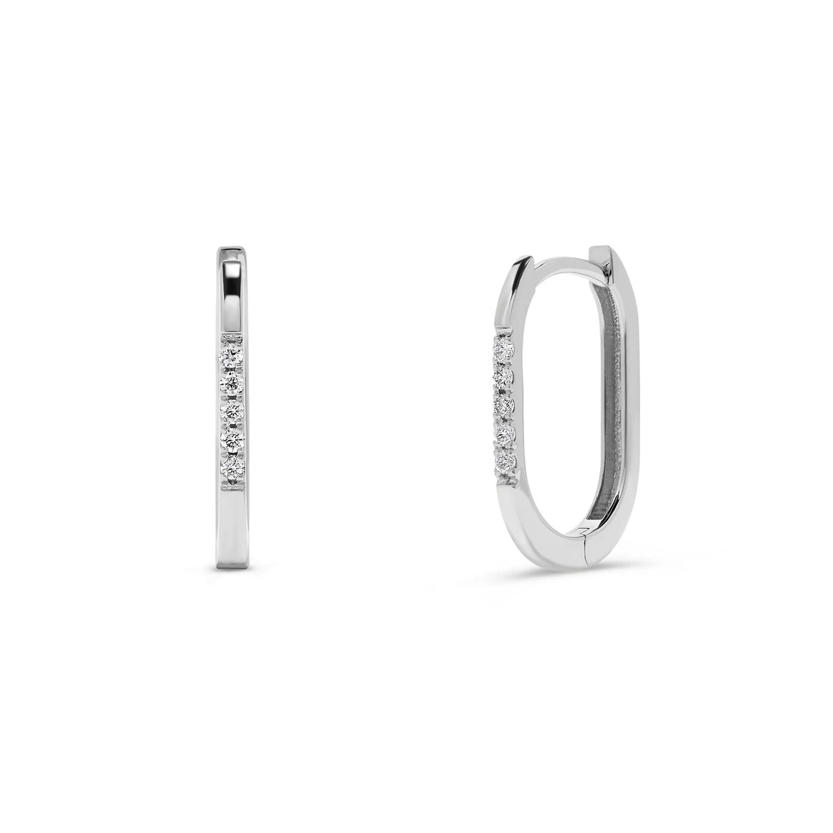 Leonardo Oval Diamond Hoop Earrings