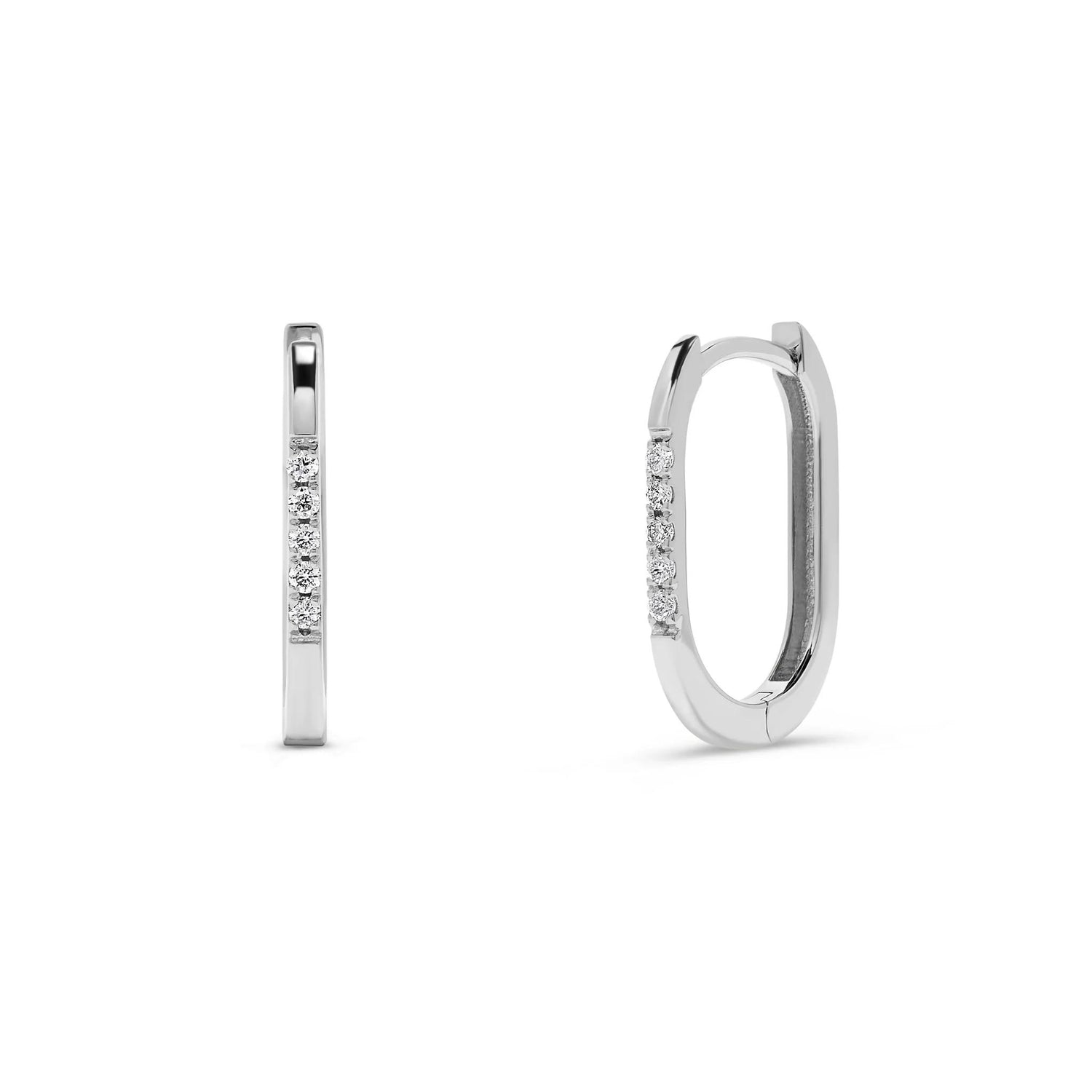 Leonardo Oval Diamond Hoop Earrings