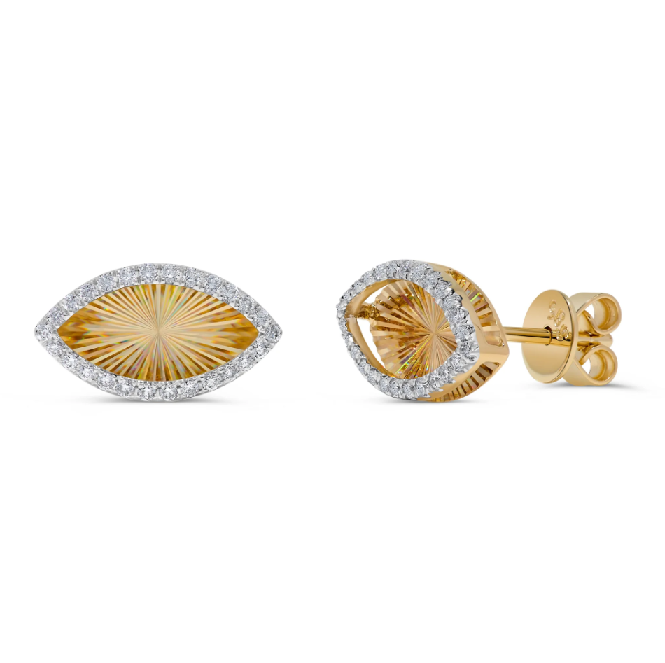 Leonardo Fluted Diamond Stud Earrings