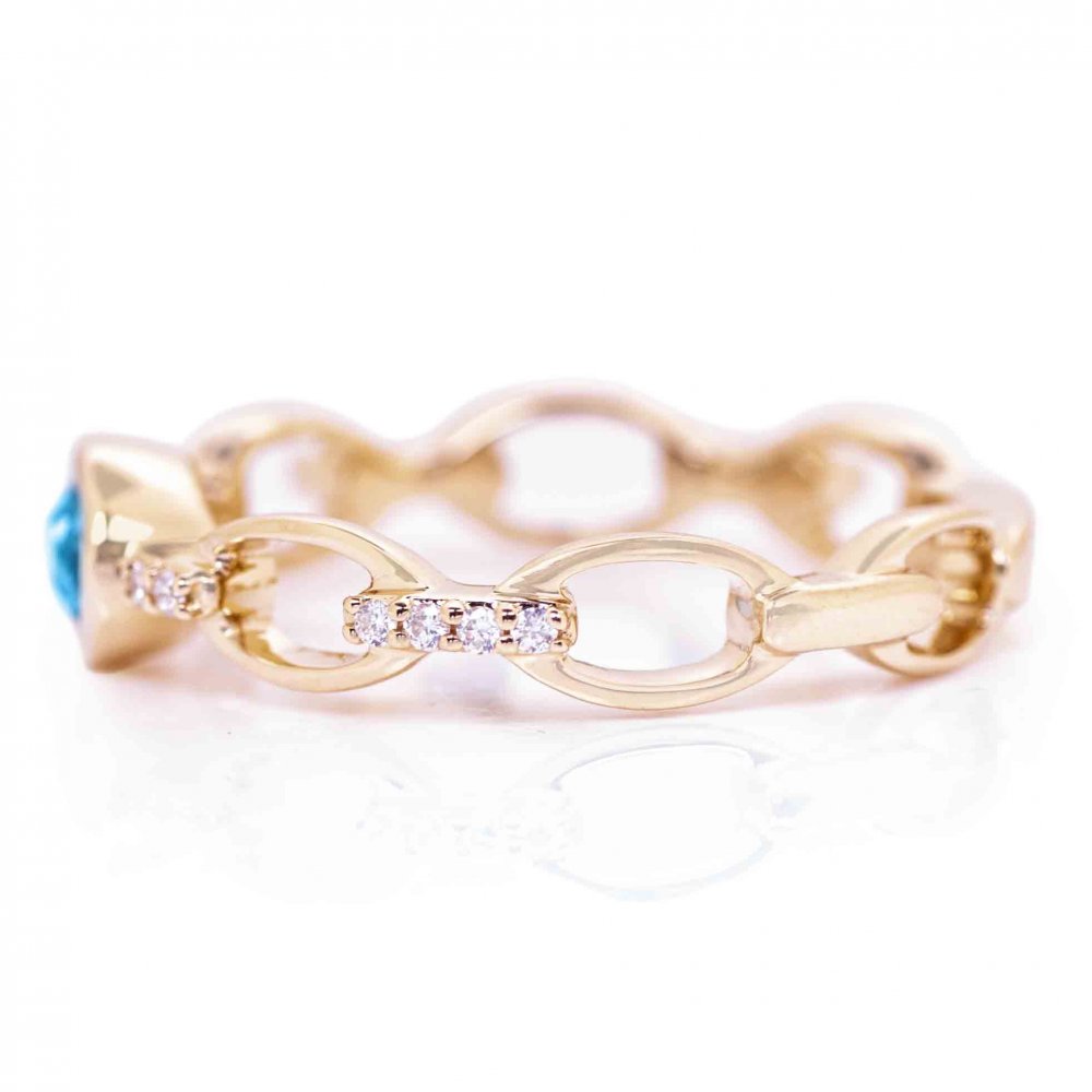 AGI Blue Topaz and Diamond Fashion Ring