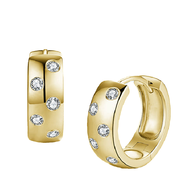 Daisun Flush Set Diamond Hoop Earrings