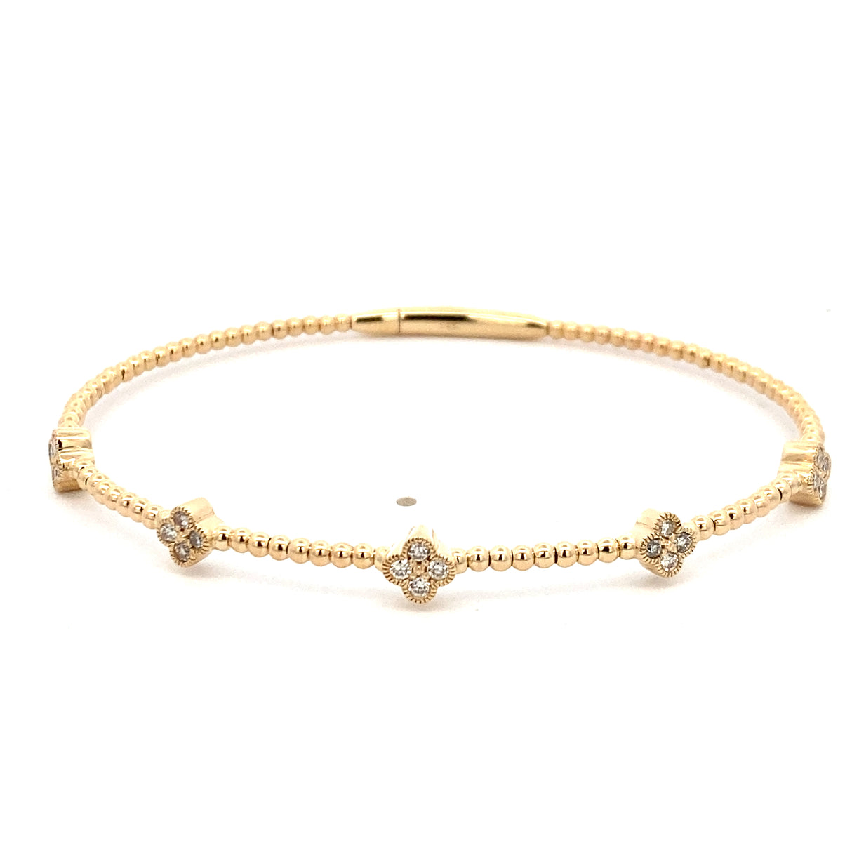Diamond Clover Flexible Bangle Bracelet