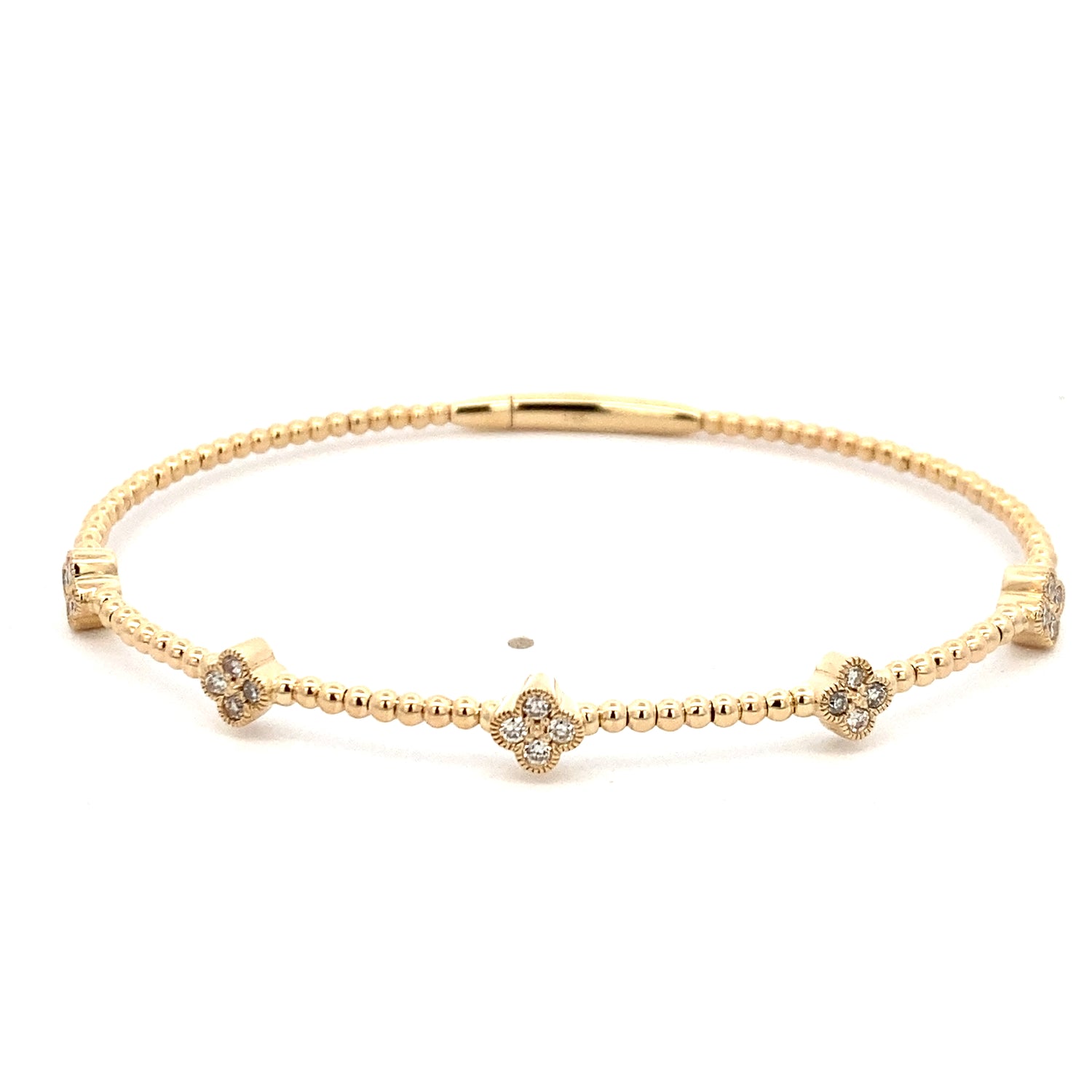 Diamond Clover Flexible Bangle Bracelet