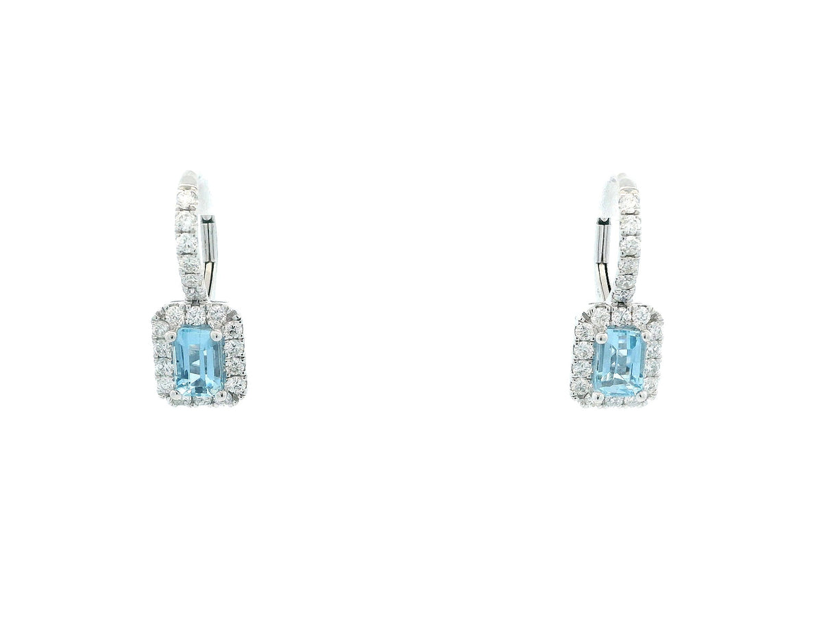 QCD Aquamarine and Diamond Drop Earrings