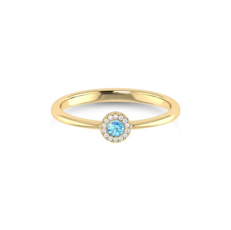Sabrina Design Blue Topaz Diamond Halo Ring