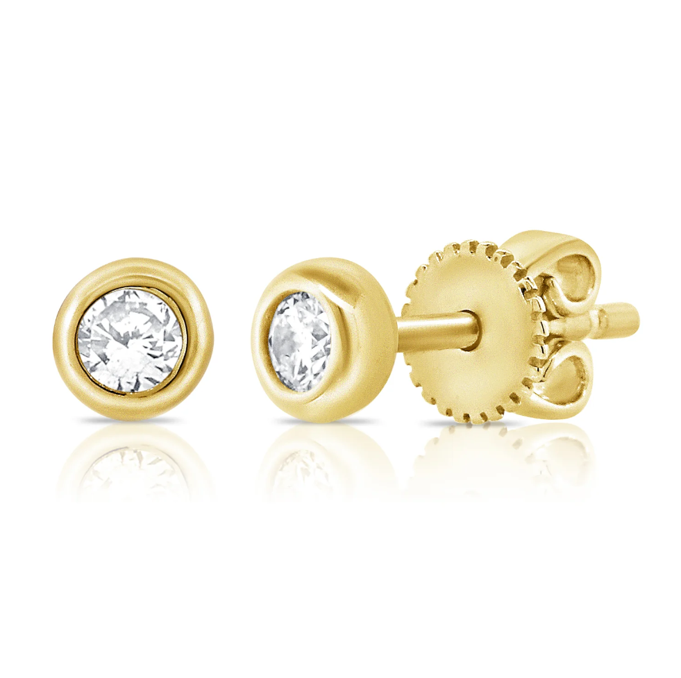 Sabrina Design Bezel Set Diamond Stud Earrings