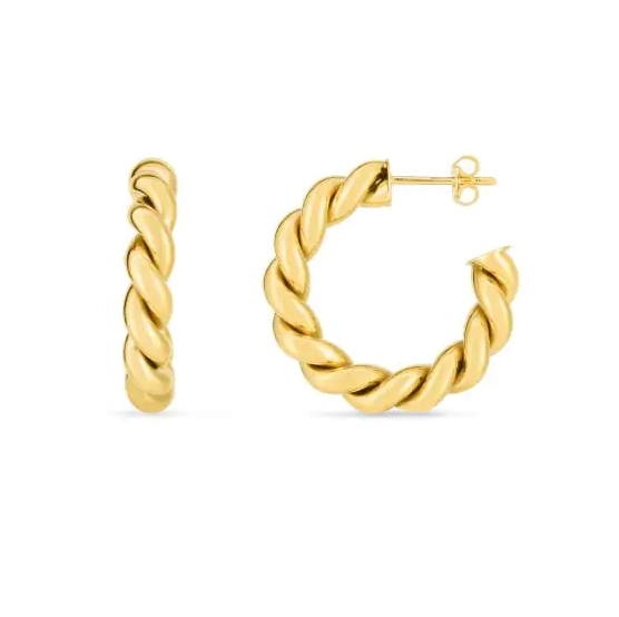 Royal Chain Twisted Rope Hoop Earrings