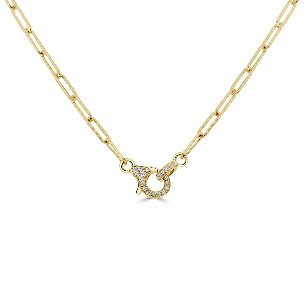Sabrina Design Paperclip Chain With Diamond Clasp