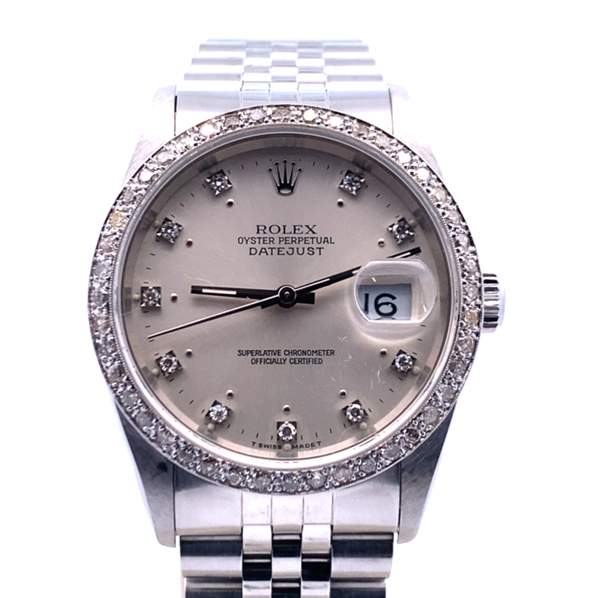1991 Rolex Datejust 16220 Silver Diamond Dial 36mm