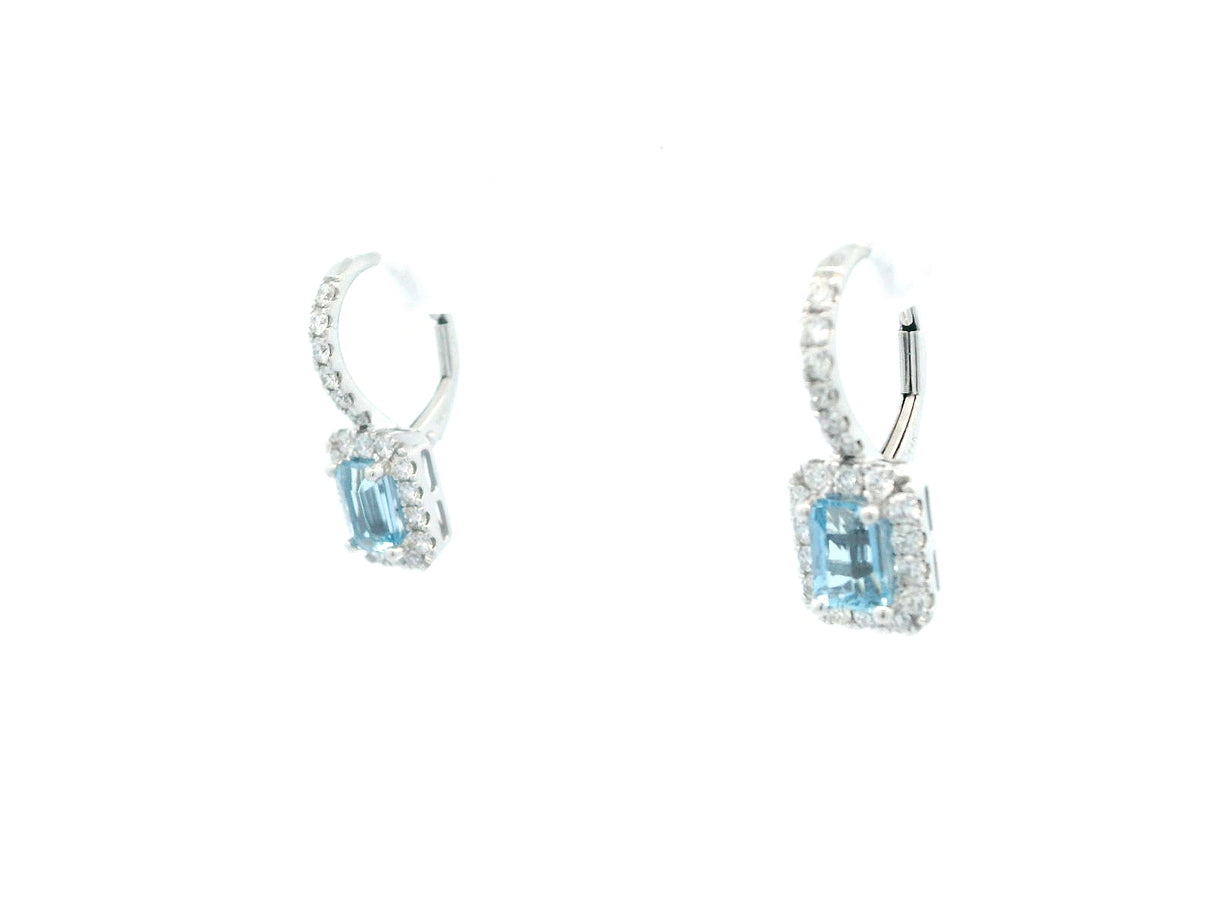 QCD Aquamarine and Diamond Drop Earrings