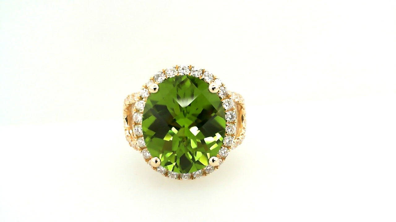 Oval Peridot & Diamond Ring