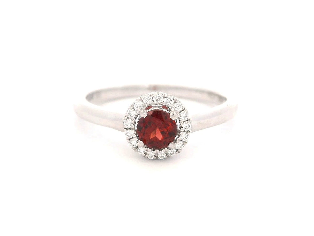 GBC Garnet and Diamond Halo Ring