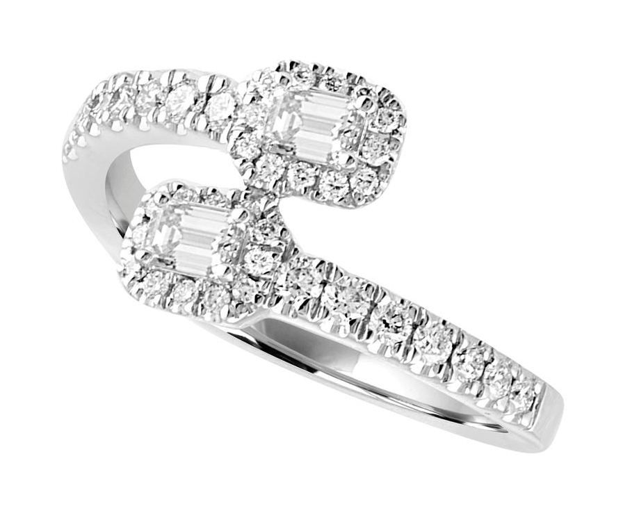Nasbro Baguette Diamond Halo Bypass Ring