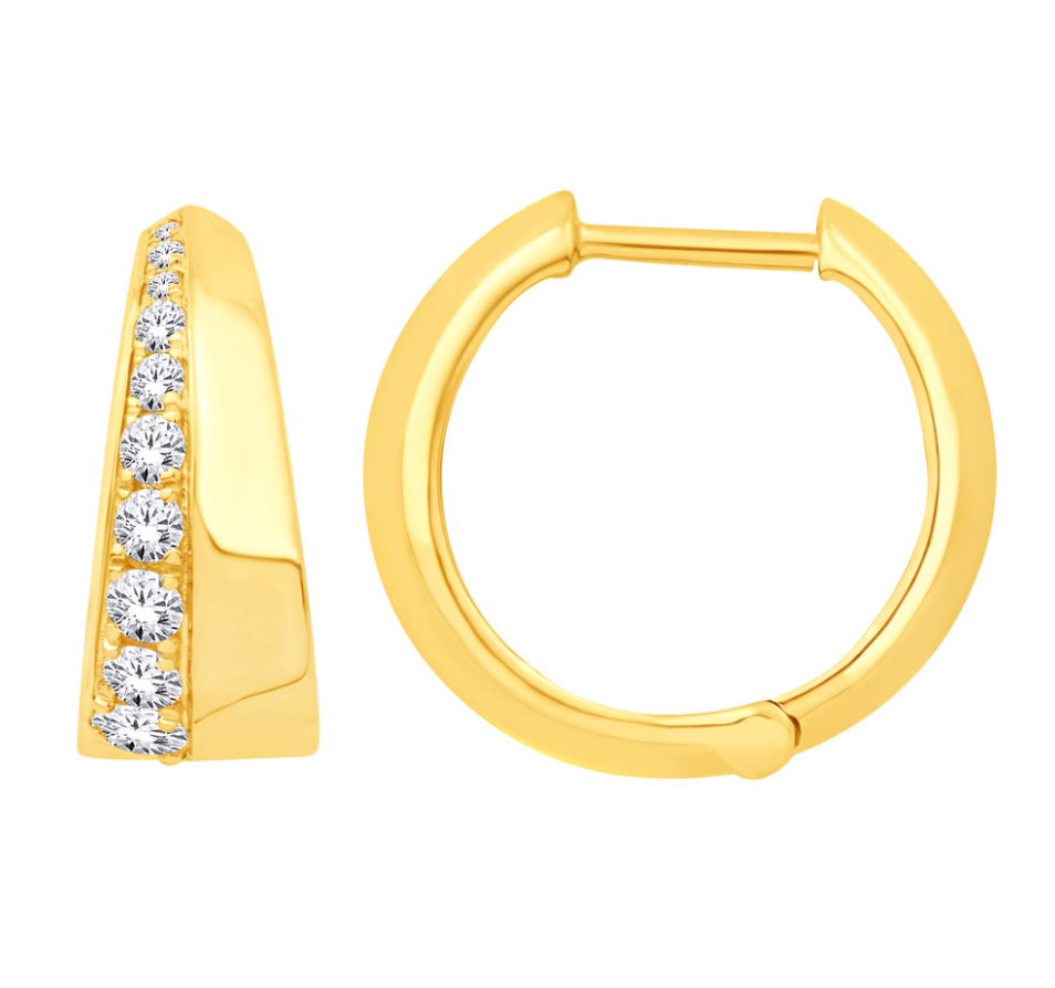 S.Kashi Tapered Diamond Hoop Earrings