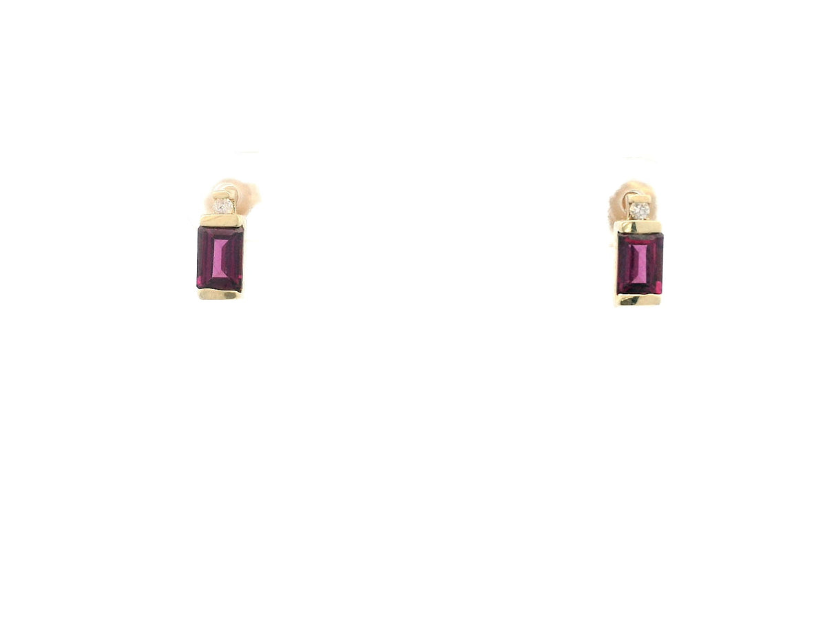 Estate - Garnet and Diamond Stud Earrings