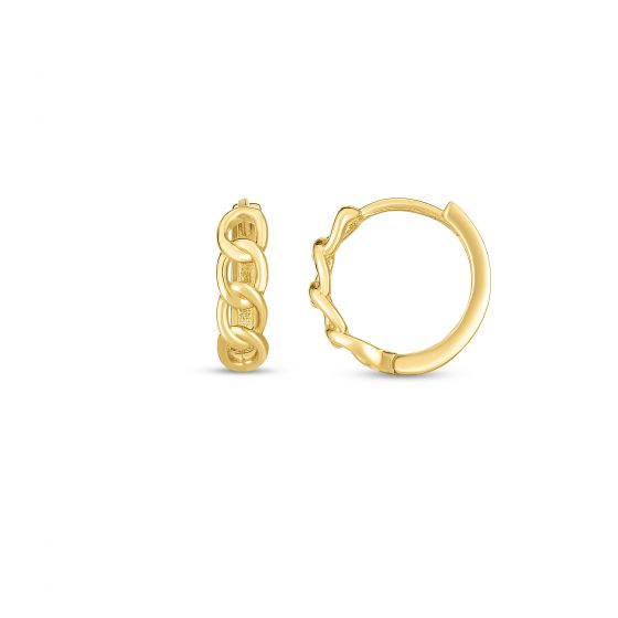 Royal Chain Curb Huggie Hoop Earrings