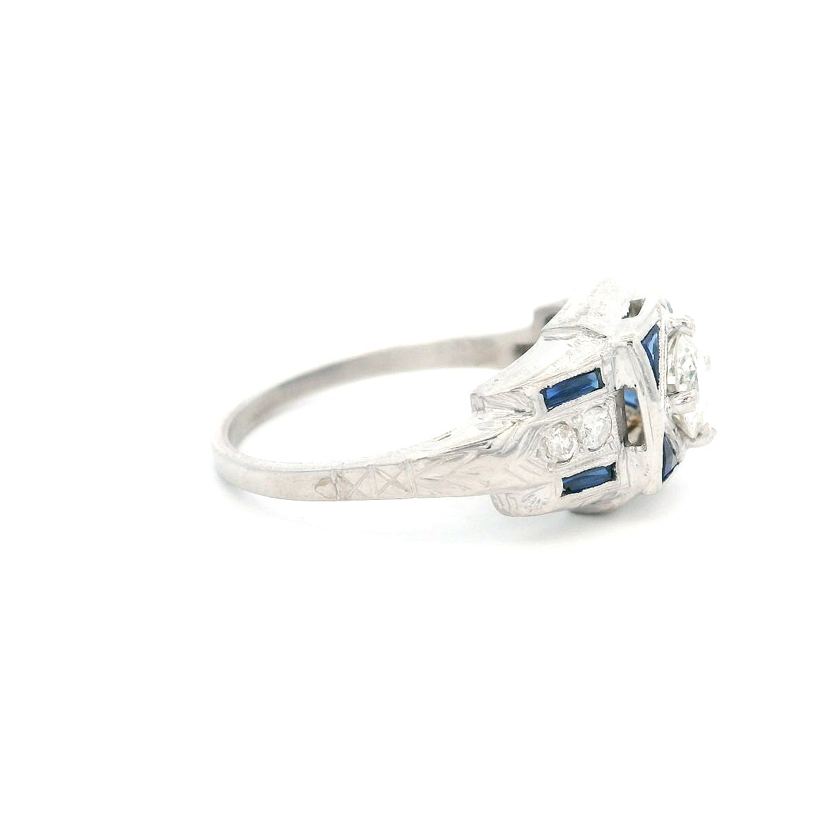 Estate - Platinum Sapphire and Diamond Ring