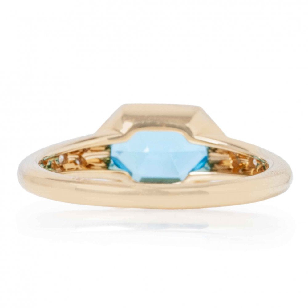 AGI Blue Topaz and Diamond Ring