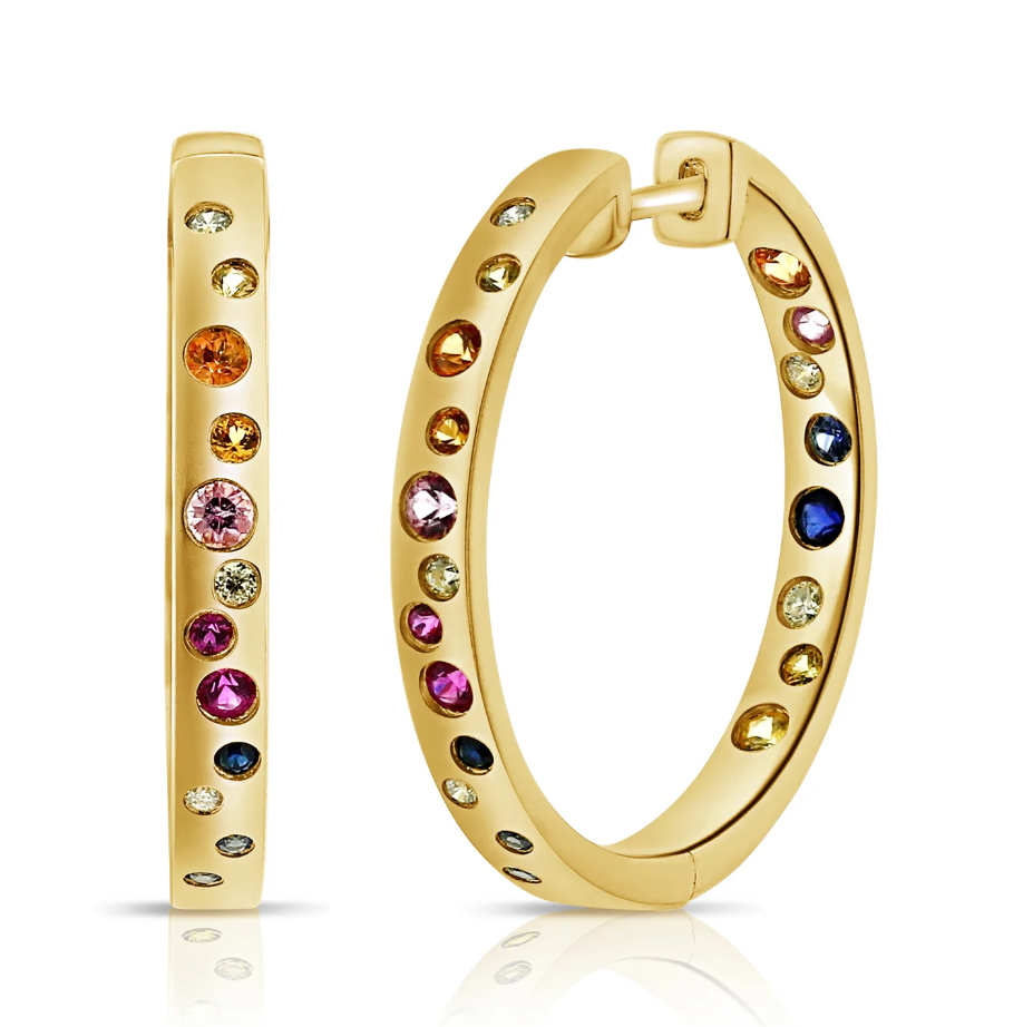 Sabrina Design Multi-Sapphire Hoop Earrings