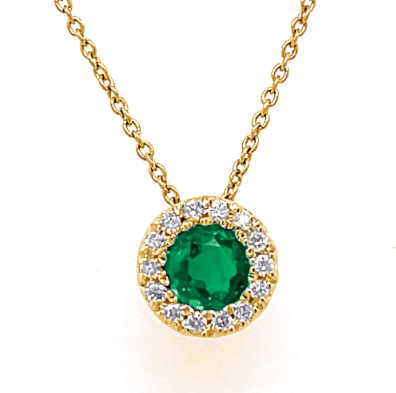 S.Kashi Emerald Diamond Halo Pendant