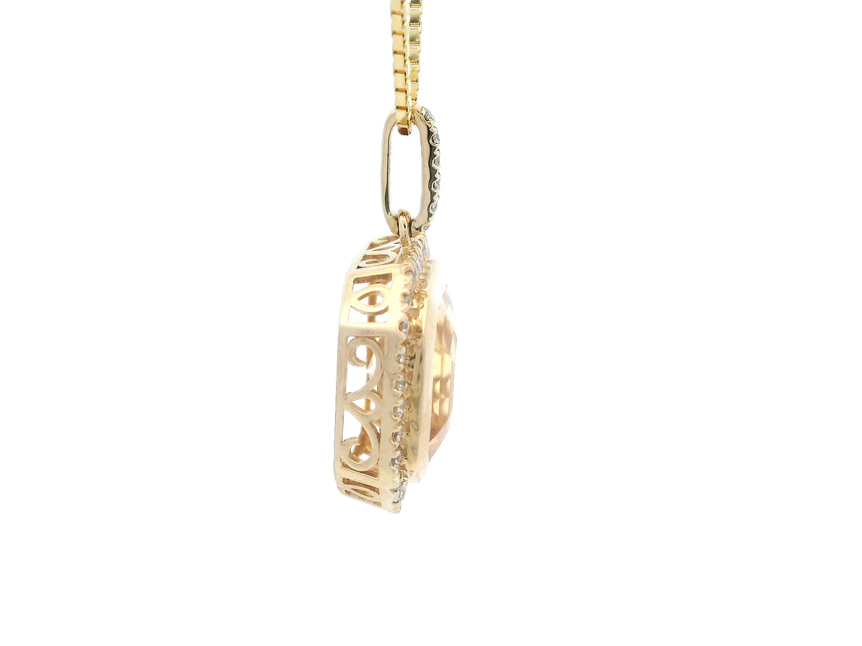 Diasun Citrine and Diamond Halo Pendant