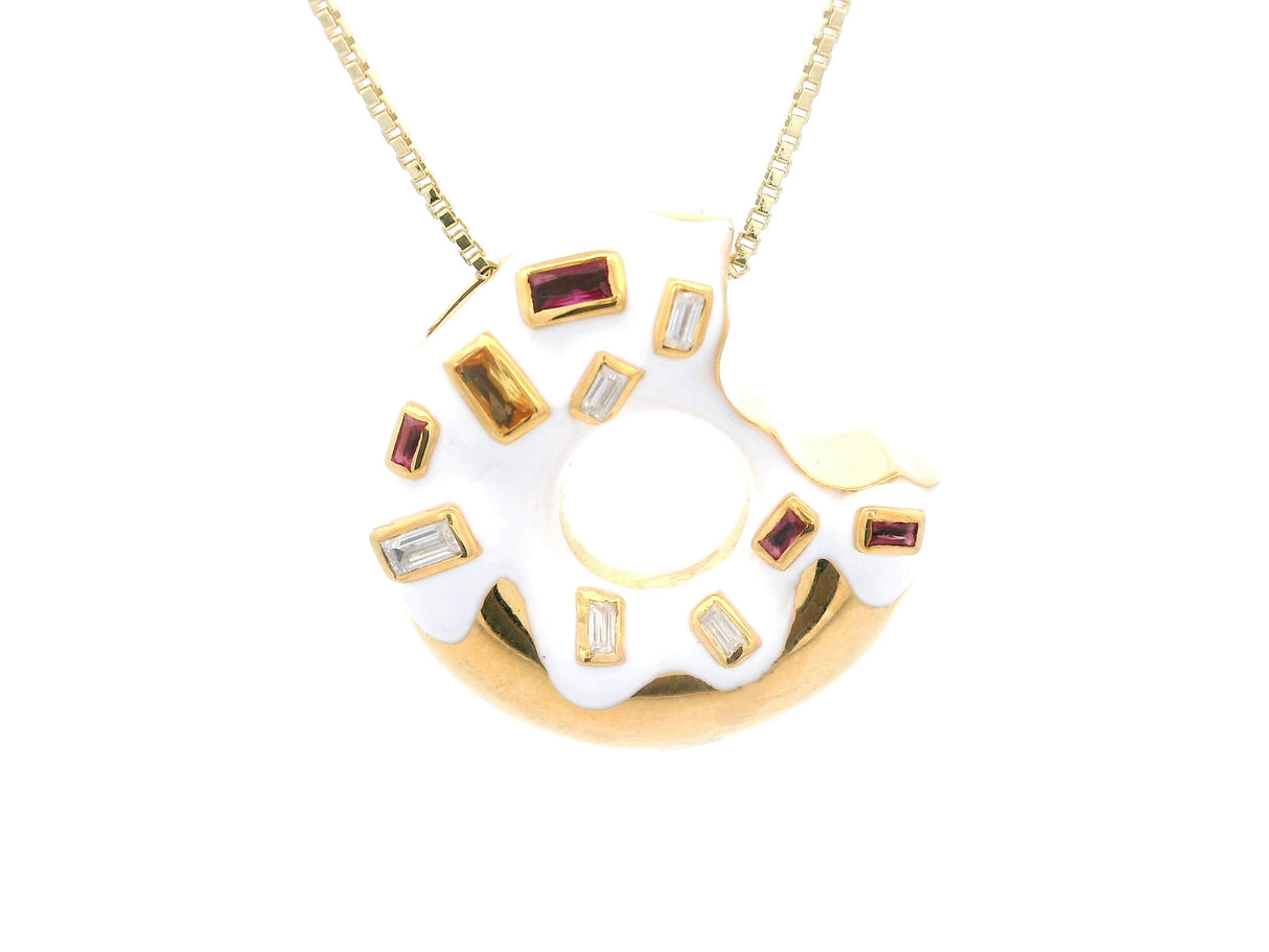 White Frosting Donut Pendant