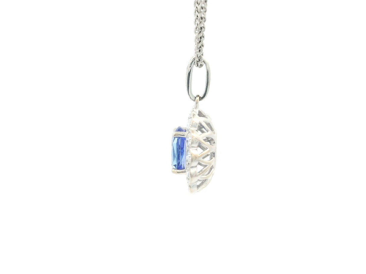 GBC Oval Tanzanite and Diamond Pendant