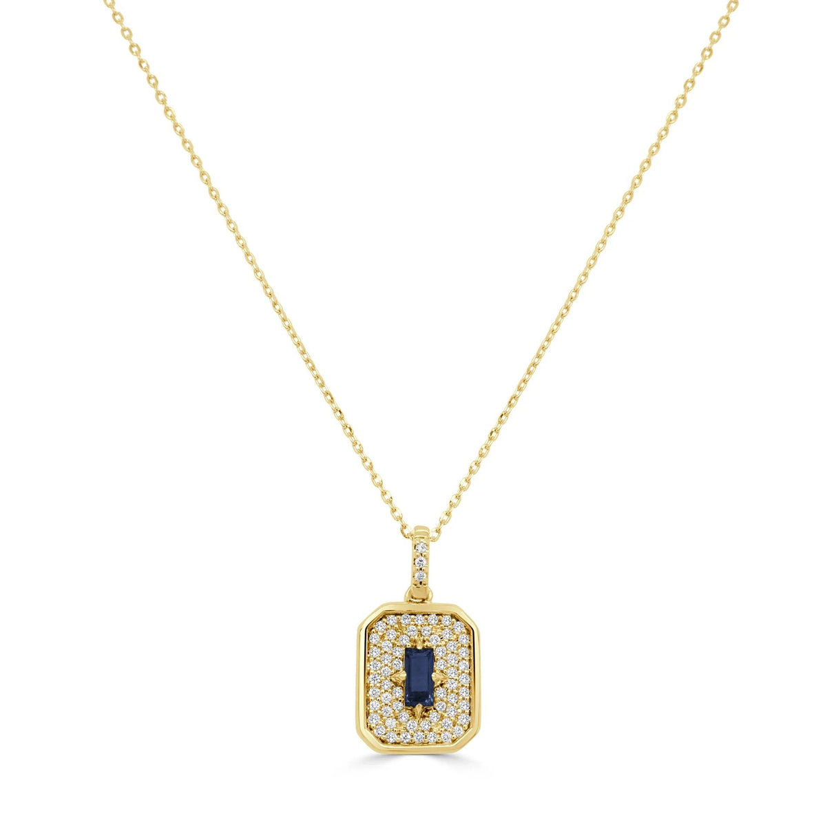 Diamond & Sapphire Dog Tag Pendant