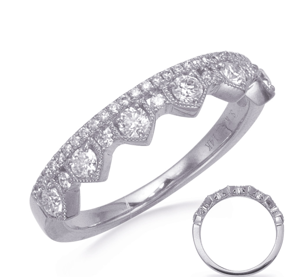 S.kashi Milgrain and Diamond Stackable Ring