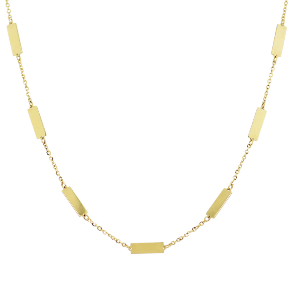 Sabrina Design Gold Bar Station Necklace