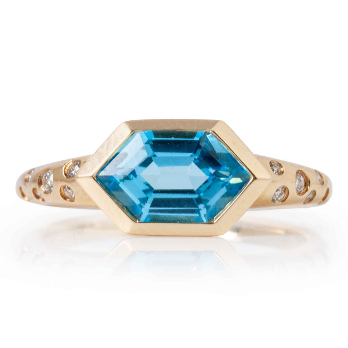 AGI Blue Topaz and Diamond Ring